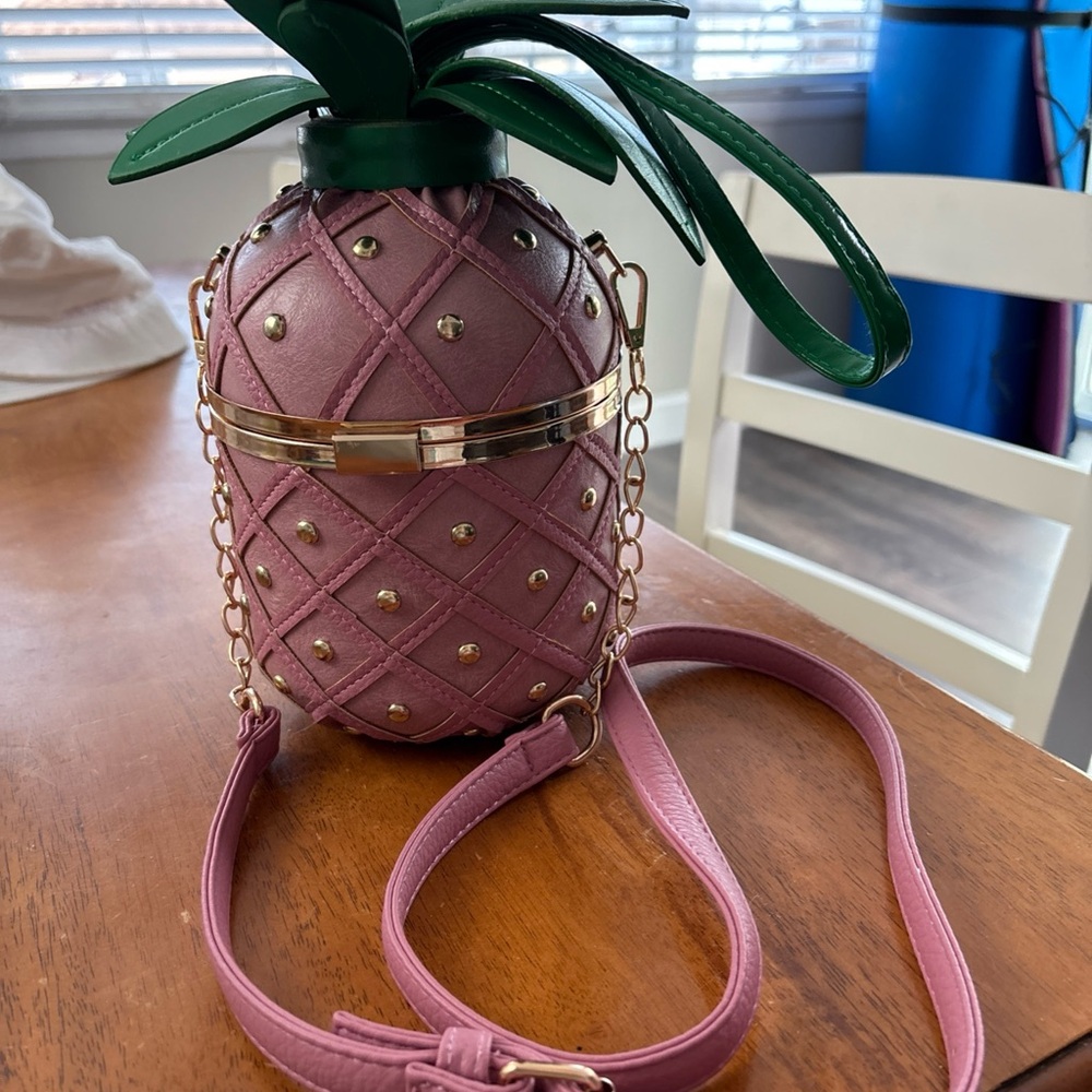Pink Pineapple-Shaped Crossbody Bag